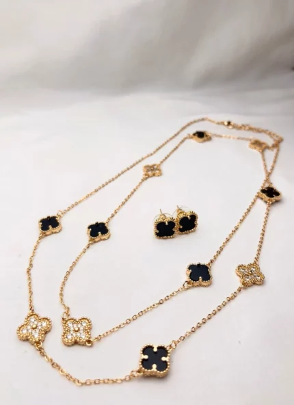 Conjunto colar + brinco preto